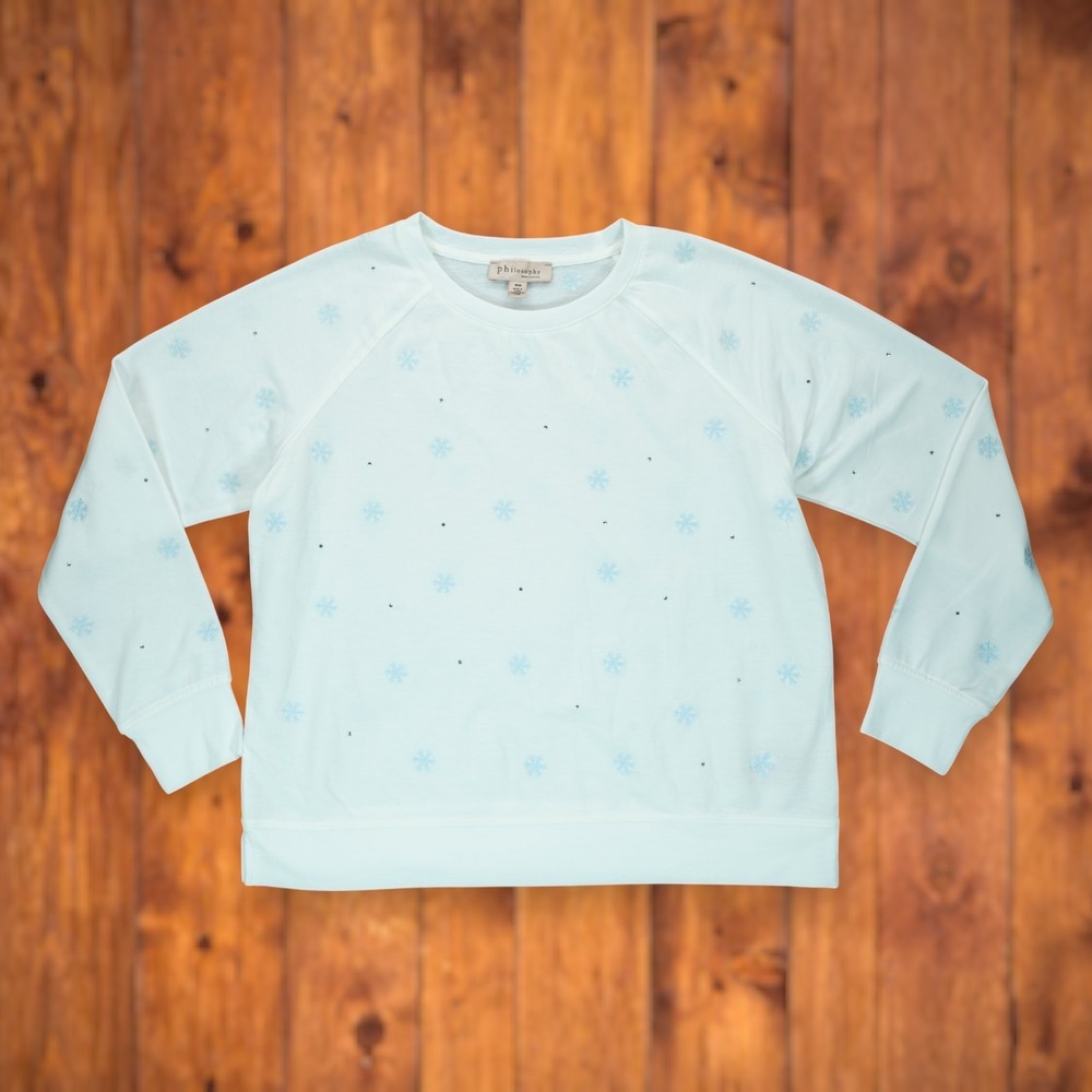 NWOT Philosophy Women's Sweatshirt Crewneck Size Medium White Embroidered